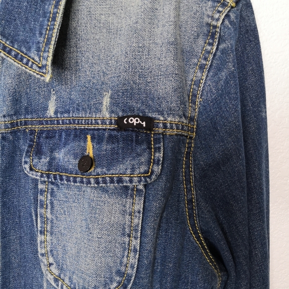 C1RCA Copy Collection Denim Distressed Jean Jacket - Picture 10 of 10